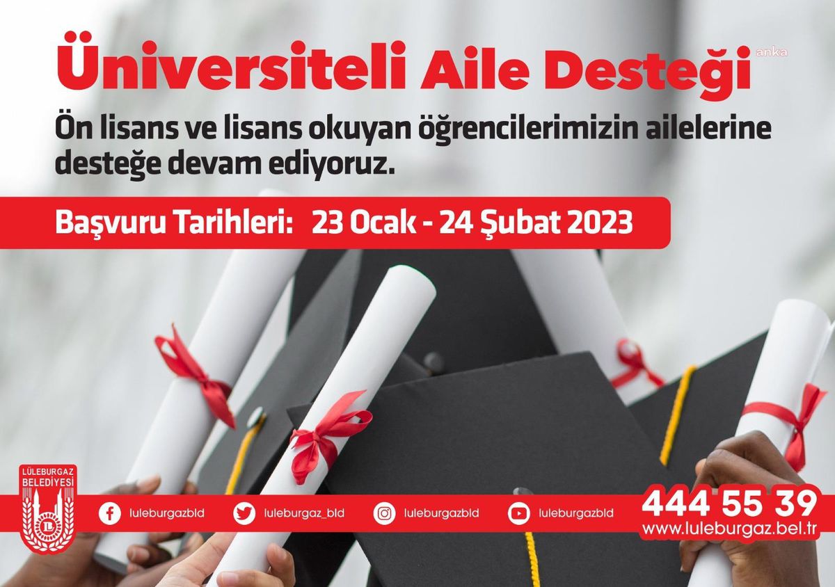 Lüleburgaz\'da \'Üniversiteli Aile Desteği\' Başvuruları Başlıyor