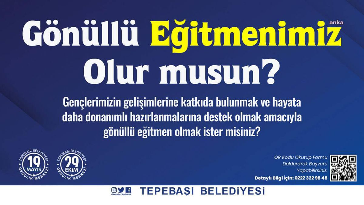 Tepebaşı Gençlik Merkezleri, Gönüllü Eğitmenlerini Arıyor