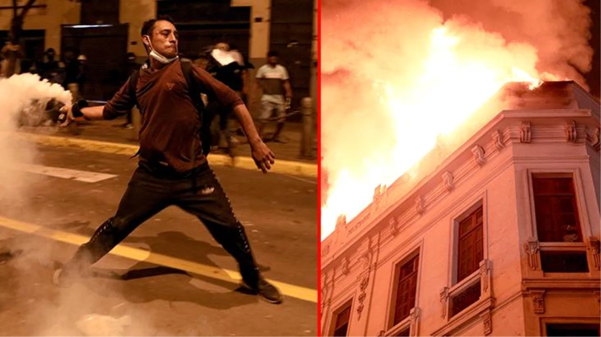 Peru yangın yeri! Tarihi bina cayır cayır yandı, protestolardaki toplam ölü sayısı 53\'ü buldu