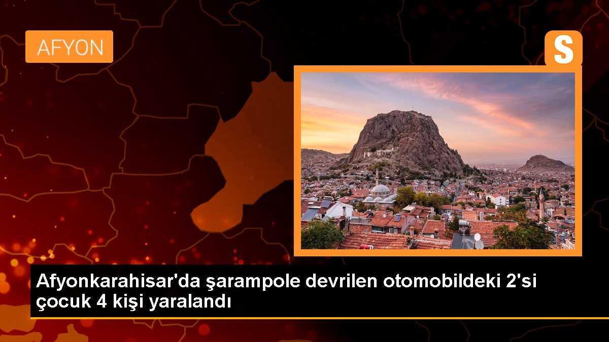 Afyonkarahisar\'da şarampole devrilen otomobildeki 2\'si çocuk 4 kişi yaralandı