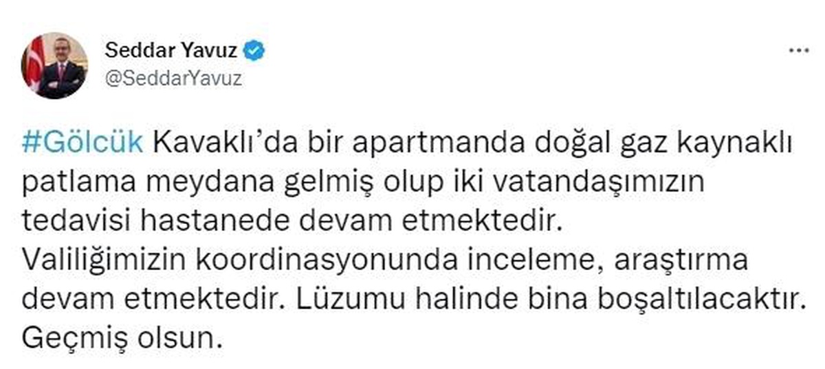 Kocaeli Valisi Yavuz\'dan patlamaya ilişkin açıklama