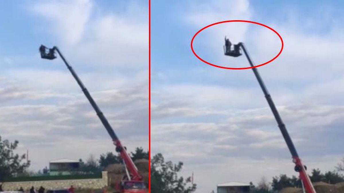 10 metrelik vincin tepesine çıkıp tabancasının şarjörünü boşaltan alkollü maganda: Hani yok mu alkış?