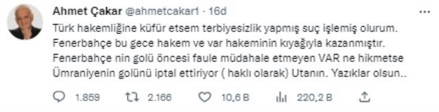 Ahmet Çakar'dan Ümraniye-Fenerbahçe maçı biter bitmez gündemi sallayan iddia: Kıyak geçtiler