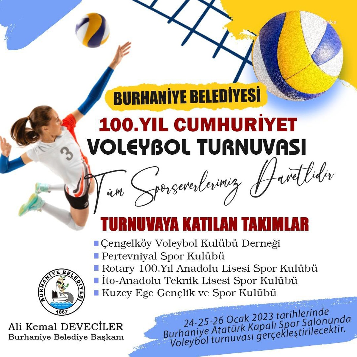 Burhaniye Belediyesi \'100. Yıl Cumhuriyet Voleybol Turnuvası\' Düzenliyor