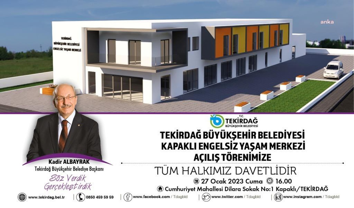 Tekirdağ Büyükşehir Belediyesi, Kapaklı Engelsiz Yaşam Merkezi\'ni Hizmete Açıyor