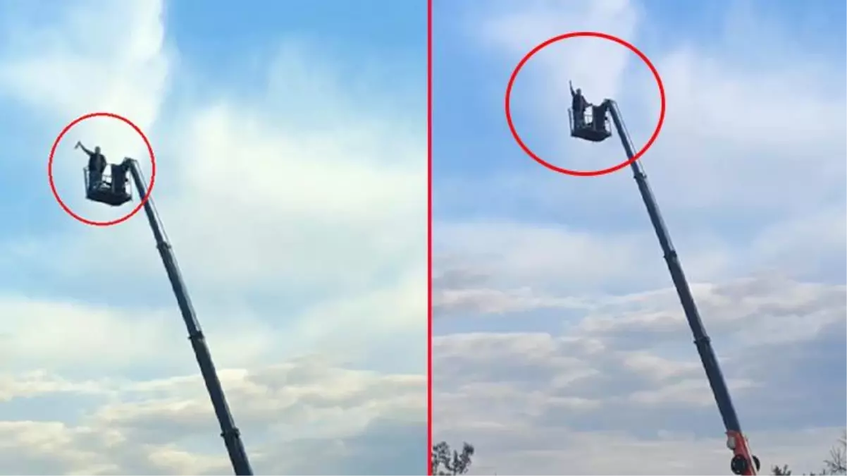 Bursa\'da vinç sepetinde içki içip, rastgele ateş açan adamı görüntüleri ele verdi