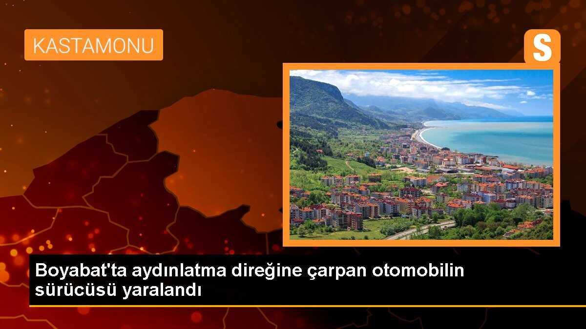 Boyabat\'ta aydınlatma direğine çarpan otomobilin sürücüsü yaralandı