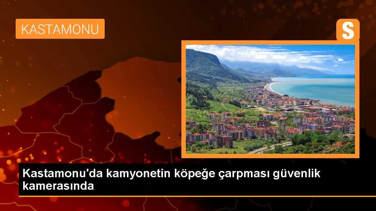 Kastamonu\'da kamyonetin köpeğe çarpması güvenlik kamerasında