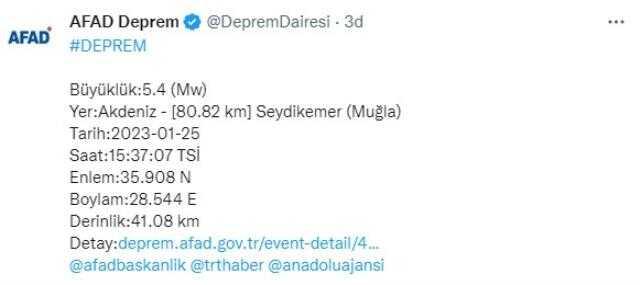 Son Dakika: Muğla'nın Seydikemer ilçesinde 5.4 büyüklüğünde deprem! Sarsıntı çevre illerde de hissedildi