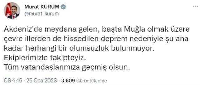 Son Dakika: Muğla'nın Seydikemer ilçesinde 5.4 büyüklüğünde deprem! Sarsıntı çevre illerde de hissedildi