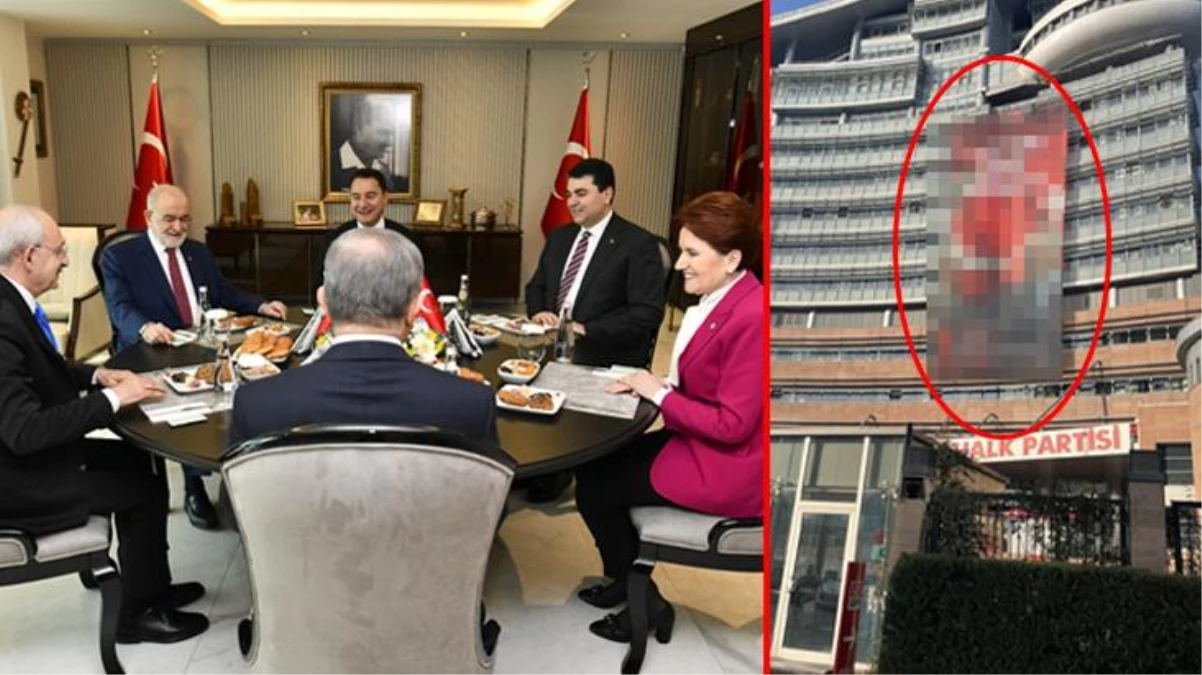 6\'lı masa aday için toplanırken, CHP\'nin astığı afiş dikkat çekti! Herkes "Aday Kılıçdaroğlu mu?" diye soruyor