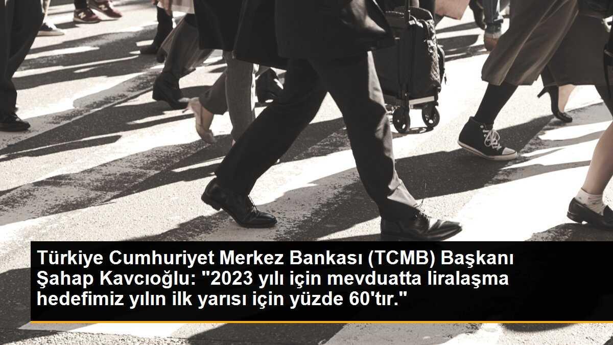 Türkiye Cumhuriyet Merkez Bankası (TCMB) Başkanı Şahap Kavcıoğlu: "2023 yılı için mevduatta liralaşma hedefimiz yılın ilk yarısı için yüzde 60\'tır."