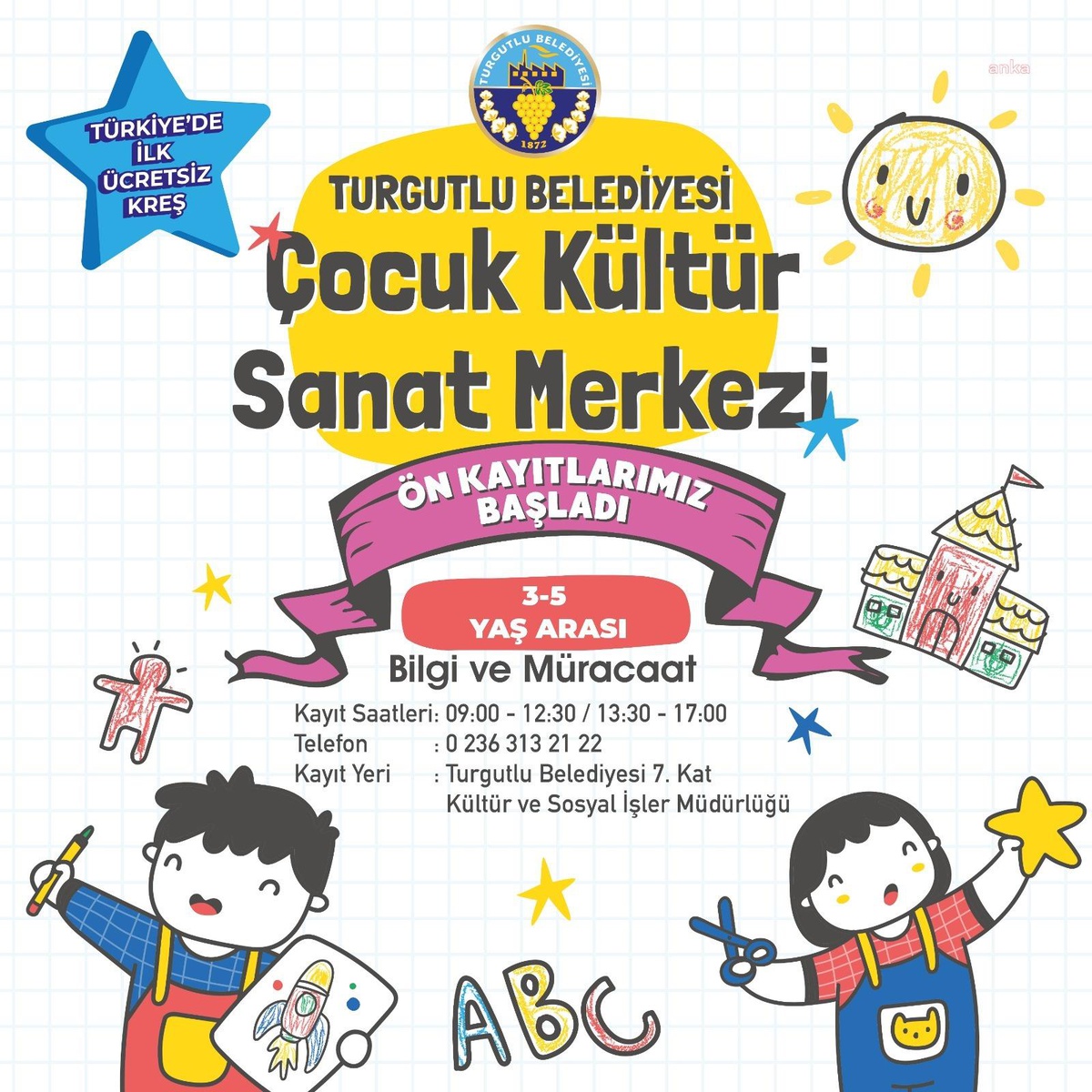 Turgutlu Belediyesi\'nin Çocuk Kültür Sanat Merkezi\'ne Ön Kayıtlar Sürüyor