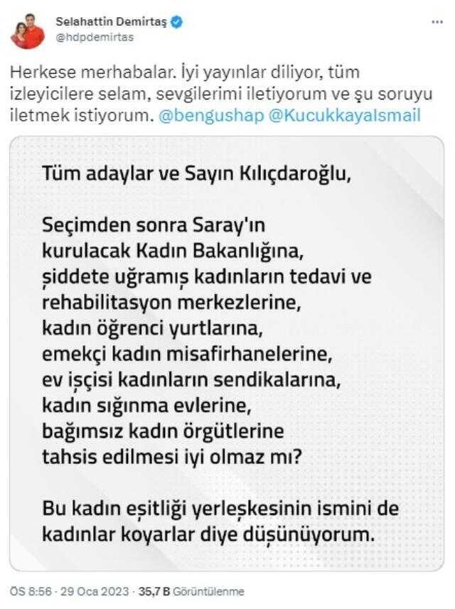 Selahattin Demirtaş'tan Kemal Kılıçdaroğlu'na canlı yayında soru