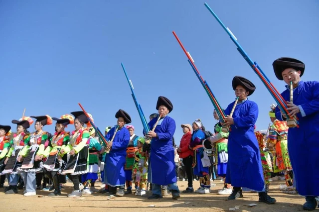 Miao Etnik Grubuna Mensup İnsanlar, Çin'in Güneybatısındaki Guizhou'da Geleneklerini Kutluyor