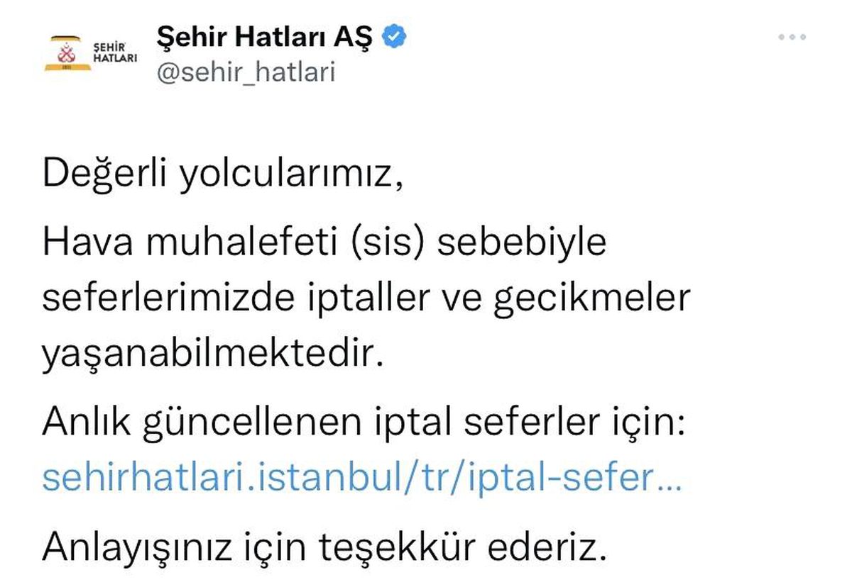 İstanbul\'da deniz ulaşımına sis engeli