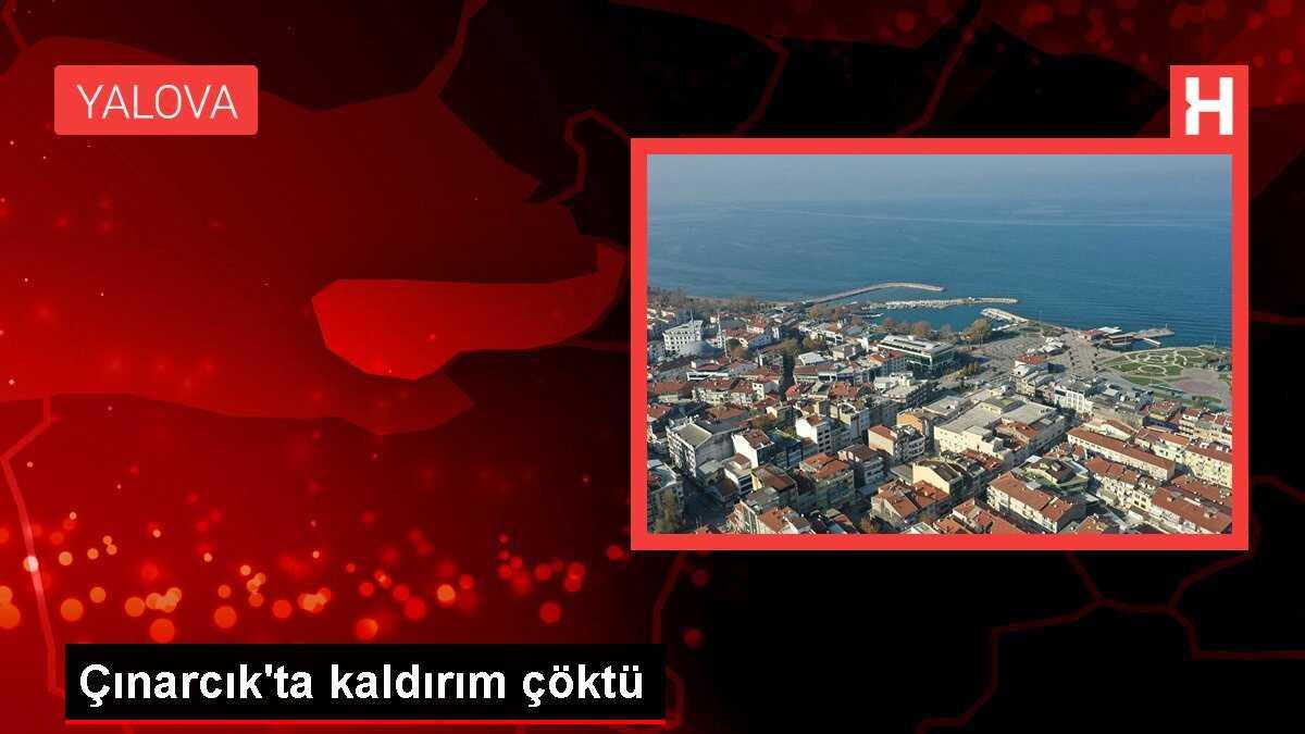 Çınarcık'ta kaldırım çöktü