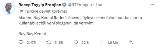 Kılıçdaroğlu, Cumhurbaşkanı Erdoğan'ın 'Bay Bay Kemal' sloganına meşhur sahneyle yanıt verdi