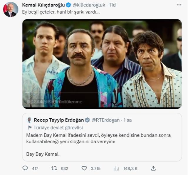 Kılıçdaroğlu'ndan Cumhurbaşkanı Erdoğan'ın 'Bay Bay Kemal' sloganına görüntülü yanıt