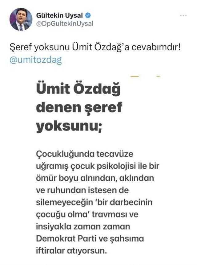 Özdağ için kullandığı ifade ile tepki çeken Gültekin Uysal, özür diledi