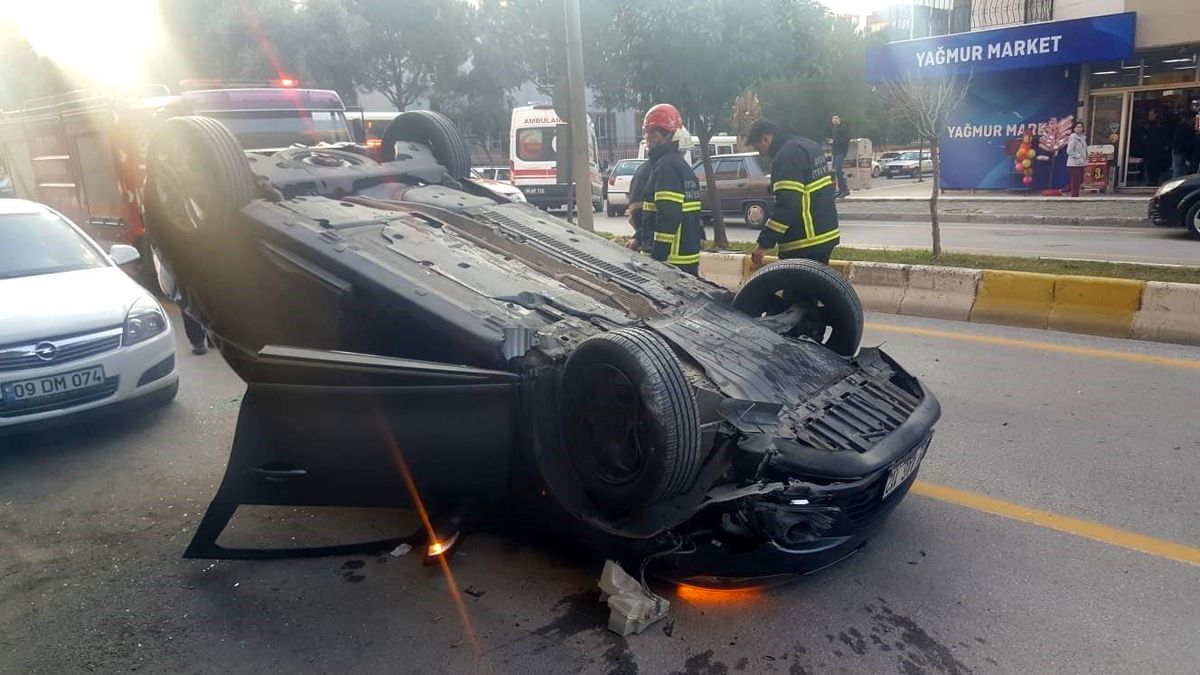 Refüje çarpan araç takla attı: 1 yaralı