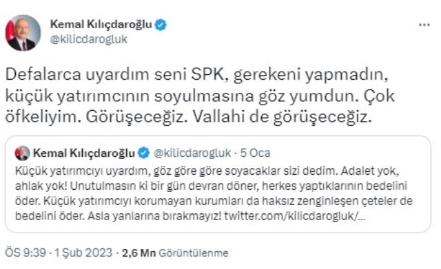 Kılıçdaroğlu SPK'ya yeniden seslendi: Çok öfkeliyim, görüşeceğiz