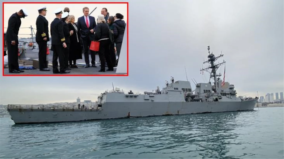 Bakan Soylu\'nun "Pis ellerini üzerimizden çek" dediği ABD Büyükelçisi Boğaz\'a demirlenen savaş gemisini ziyaret etti