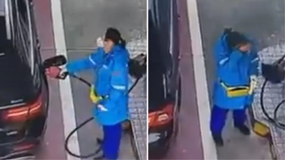 Lüks araç sahibi yaptığı hareketle benzin istasyonunda çalışan kadını ağlattı