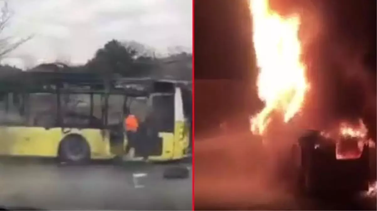 İETT otobüsü alev alev yandı, geriye kül yığını kaldı