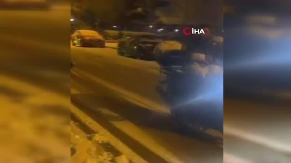 Kar yağışı sonrası eğlenceli anlar: Motosiklete ip bağlayıp karda kaydı