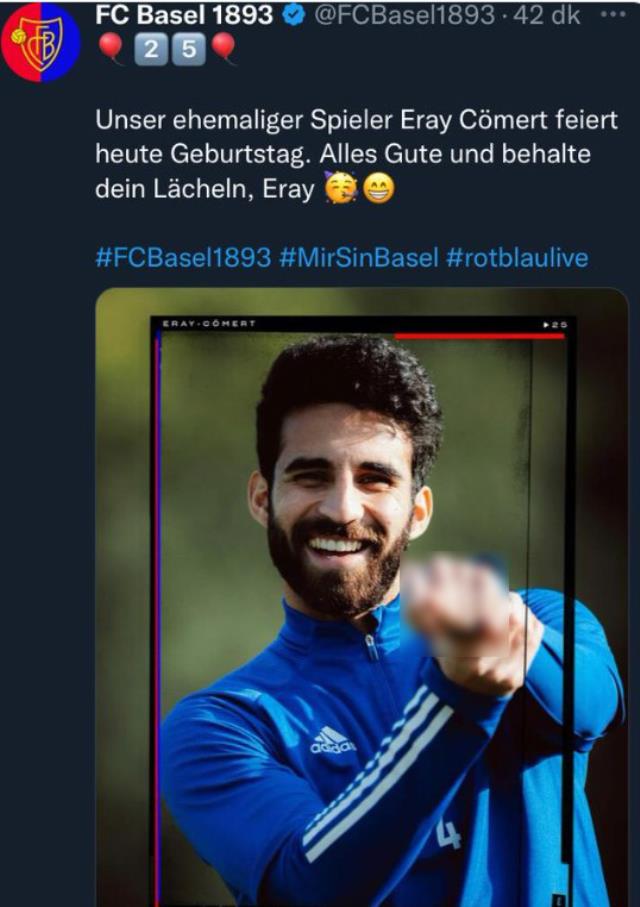 Basel'den skandal paylaşım! Türk futbolcu Eray Cömer'in fotoğrafını apar topar sildiler