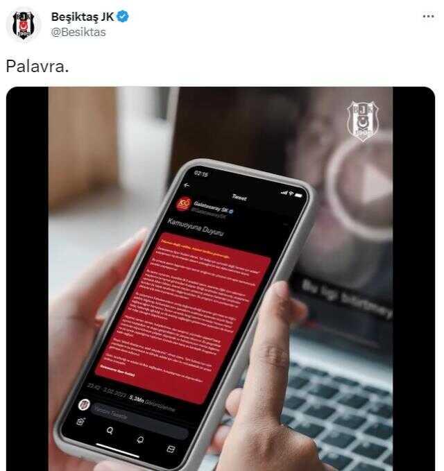 Beşiktaş, Galatasaray'a nefes aldırmıyor! 'Palavra' paylaşımı sosyal medyayı yıktı
