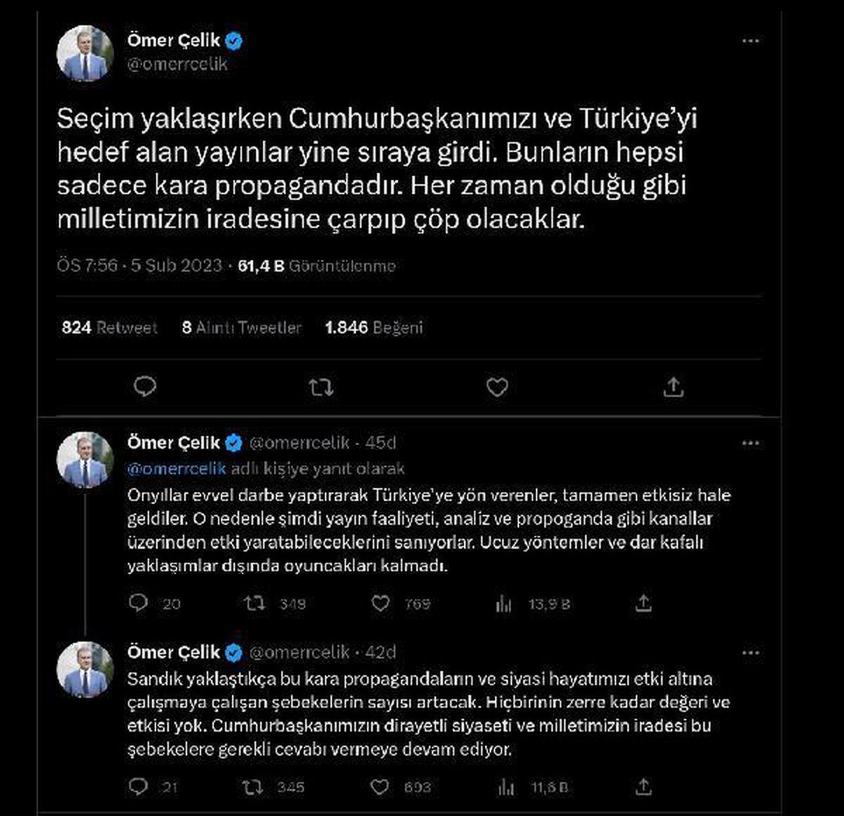 AK Parti\'li Çelik: Seçim yaklaşırken Cumhurbaşkanımızı hedef alan yayınlar yine sıraya girdi