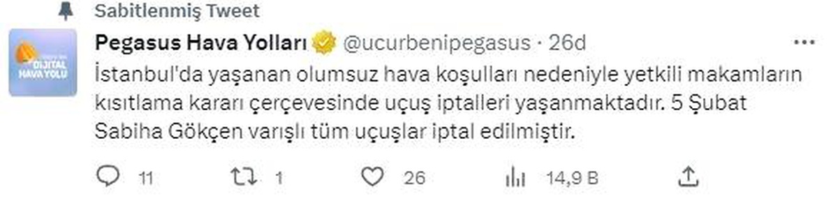 Sabiha Gökçen Havalimanı\'nda tüm kalkış seferleri iptal edildi