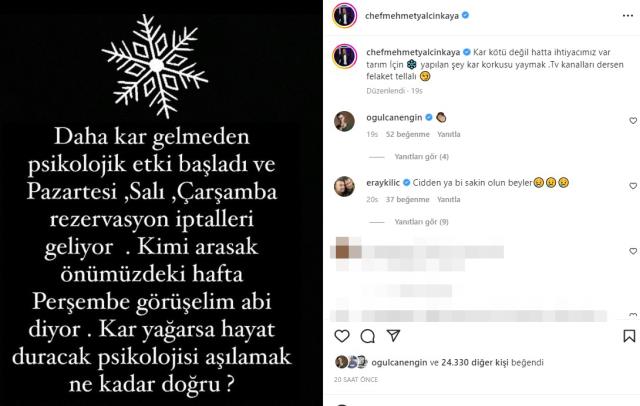 MasterChef Mehmet Yalçınkaya kar haberlerine isyan etti