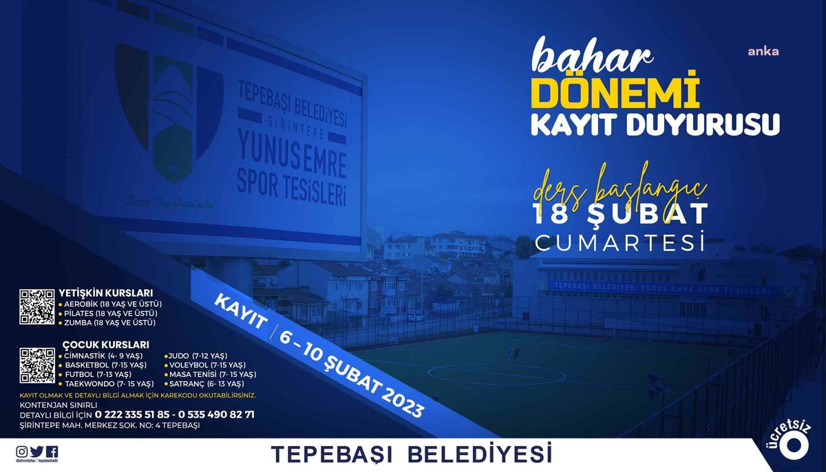 Tepebaşı Belediyesi Yunus Emre Spor Tesisleri\'nde Bahar Dönemi Kurs Kayıtları Başlıyor