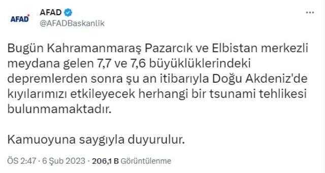 AFAD, tsunami tartışmalarına noktayı koydu: Herhangi bir tehlike bulunmamaktadır