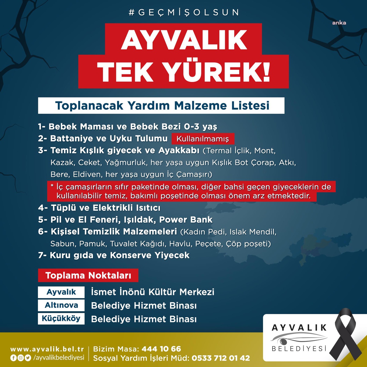 Balıkesir Ayvalık Belediyesi\'nden Depremzedeler İçin Yardım Kampanyası