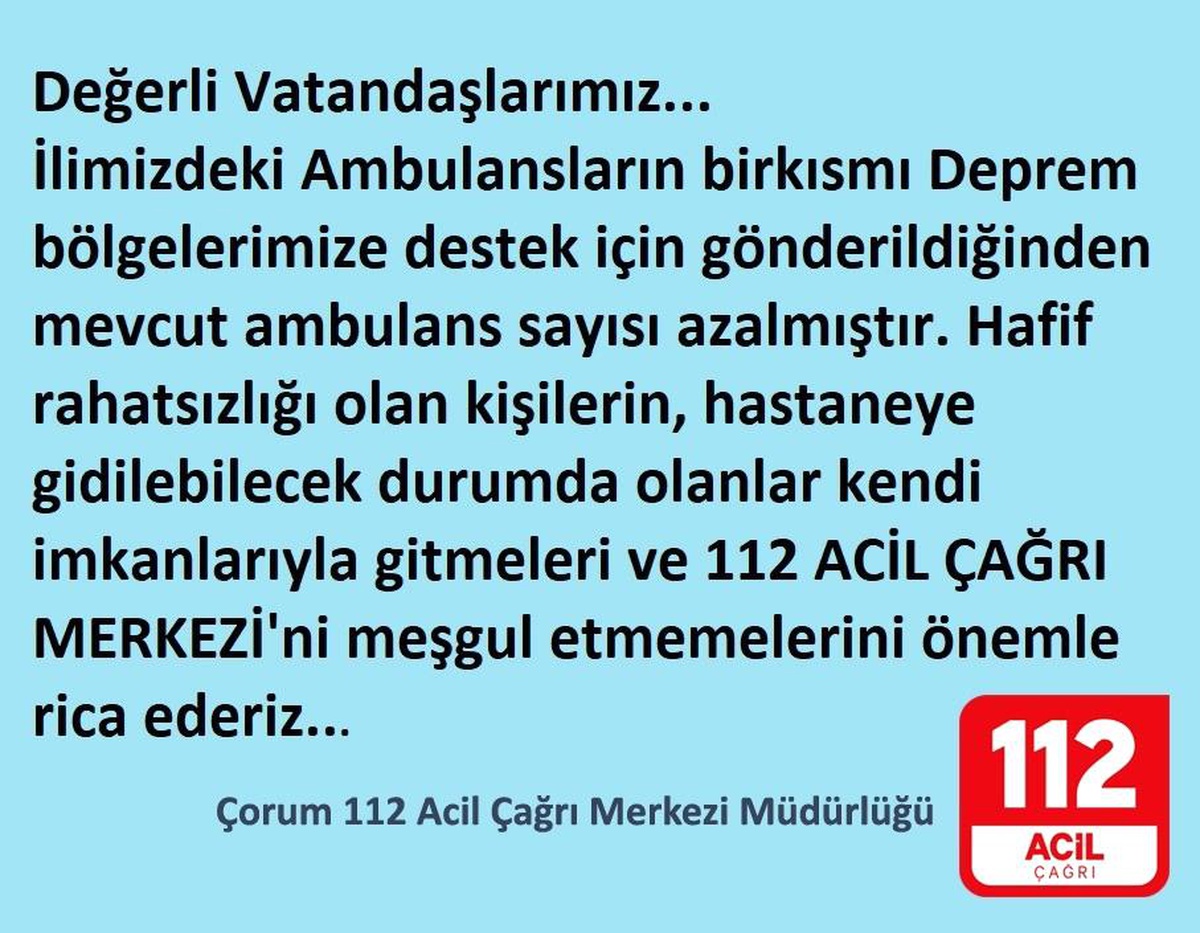 Çorum\'dan bölgeye sağlık ekipleri sevk edildi