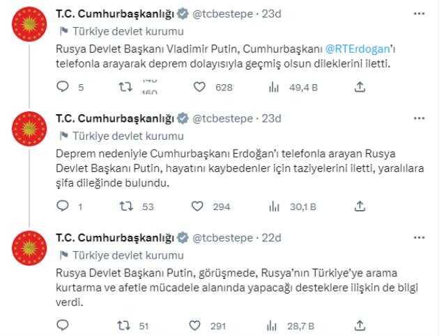 Cumhurbaşkanı Erdoğan'ı arayan Putin, Rusya'nın Türkiye'ye yapacağı desteklere ilişkin bilgi verdi