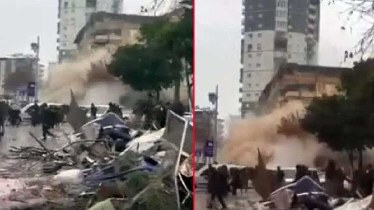 Gaziantep\'te binanın çökme anı cep telefonu kamerasına yansıdı