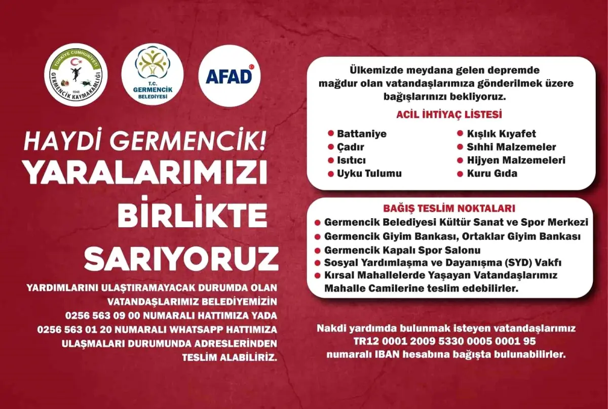 Germencik\'ten deprem bölgesine yardım eli