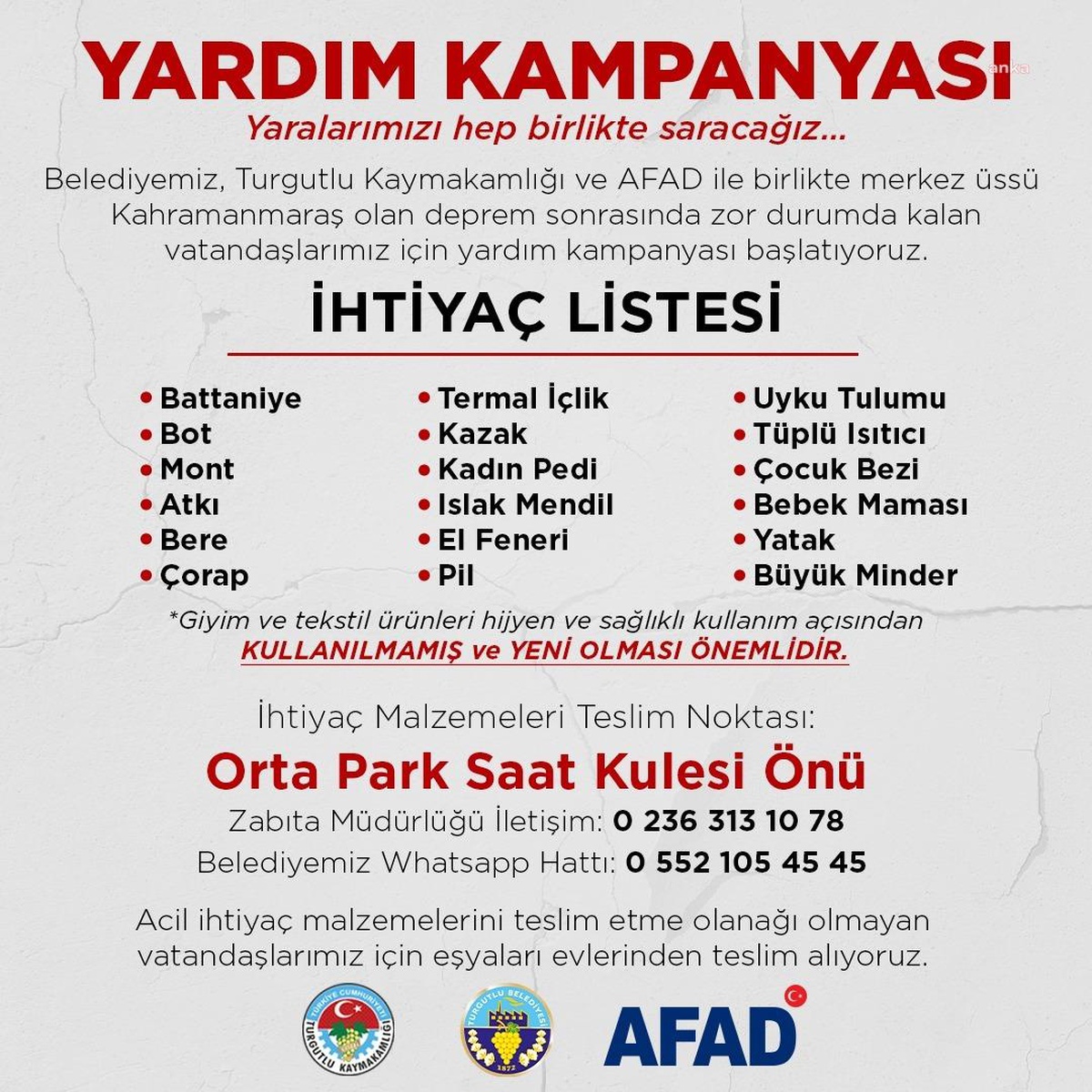 Manisa Turgutlu\'da Depremzedeler İçin Yardım Kampanyası