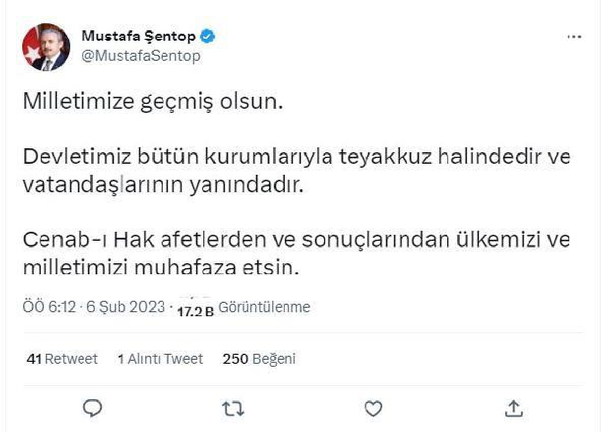 TBMM Başkanı Şentop: Devletimiz vatandaşlarının yanındadır