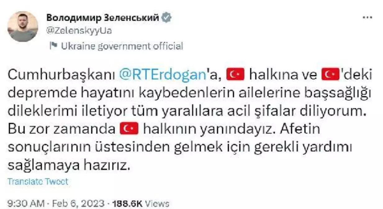 İran\'dan, Kahramanmaraş merkezli depremde hayatını kaybedenler için taziye mesajı