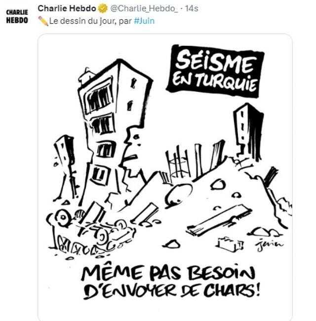 Charlie Hebdo, depremle alay etti