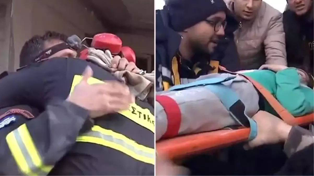 Hatay\'da enkazdan 6 yaşındaki çocuğu çıkaran Yunan ekibi, sevince boğuldu