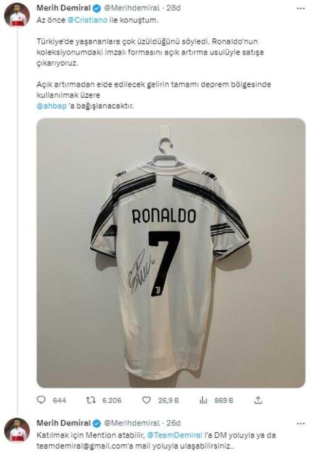 Merih Demiral'dan anlamlı hareket! Cristiano Ronaldo ve Bonucci'den Türkiye'ye destek