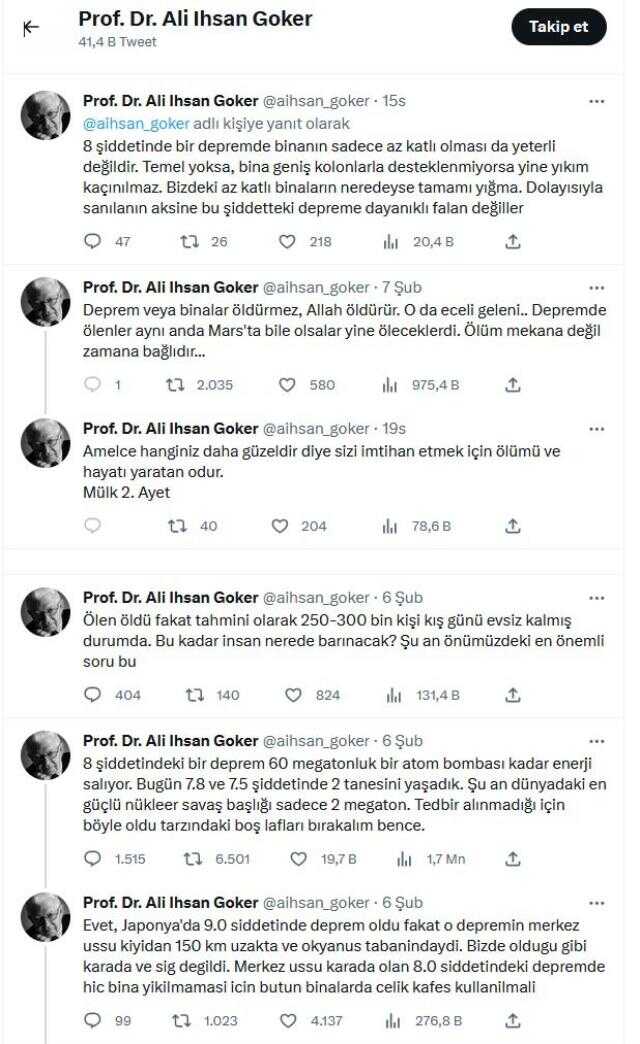 Bilecik'te 'Deprem ve binalar öldürmez, Allah öldürür' paylaşımı yapan öğretim üyesi için soruşturma açıldı Bilecik'te 'Deprem ve binalar öldürmez, Allah öldürür' paylaşımı yapan öğretim üyesi için soruşturma açıldı