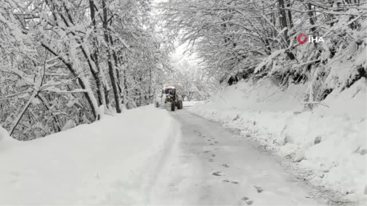 Düzce\'de kar köy yollarını kapattı